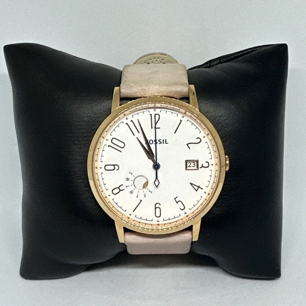 Fossil ES3991 Women Leather Stainless Steel Analog Dial Quartz Wristwatch HME741